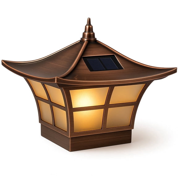 Classy Caps Ambience Solar Post Cap - Fits 3.5"x3.5" and 4"x4" Posts - Lit Candle Effect - Electroplated Copper