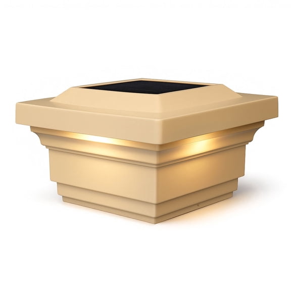 Classy Caps Regal Solar Post Cap - Fits 4"x4" Posts - Tan Vinyl (PVC)