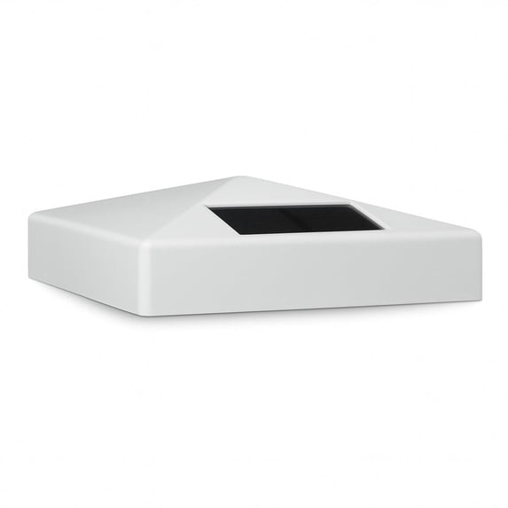 Classy Caps Pyramid Solar Post Cap - Fits 5"x5" Posts - White Vinyl (PVC)