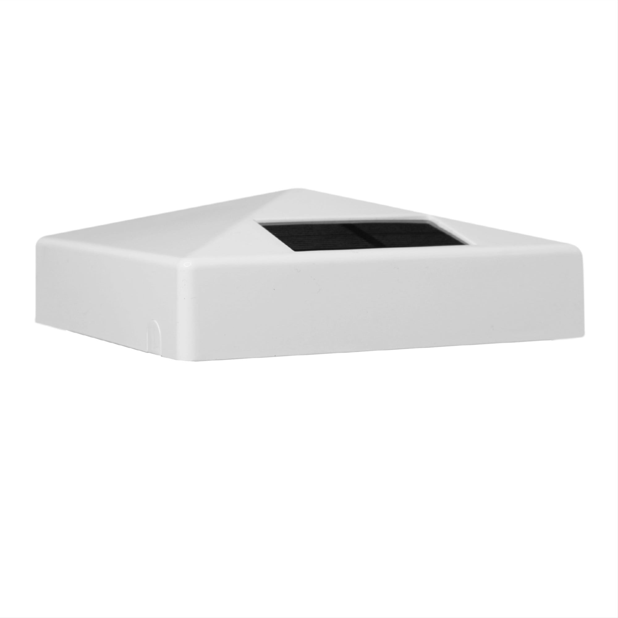 White PVC Solar Powered LED Post Cap with Dusk to Dawn Sensor