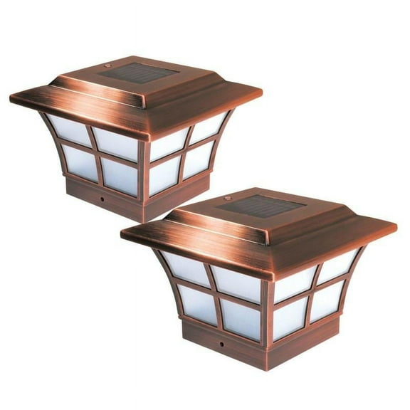 CLASSY CAPS MFG. Classy Caps 4x4 Copper Plated Prestige Solar Post Cap (Set of 2)