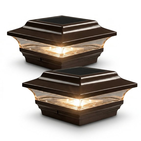 Classy Caps 4x4 Imperial Solar Post Cap - Fits 3.5"x3.5" and 4"x4" Posts - Bronze Aluminum (Set of 2)