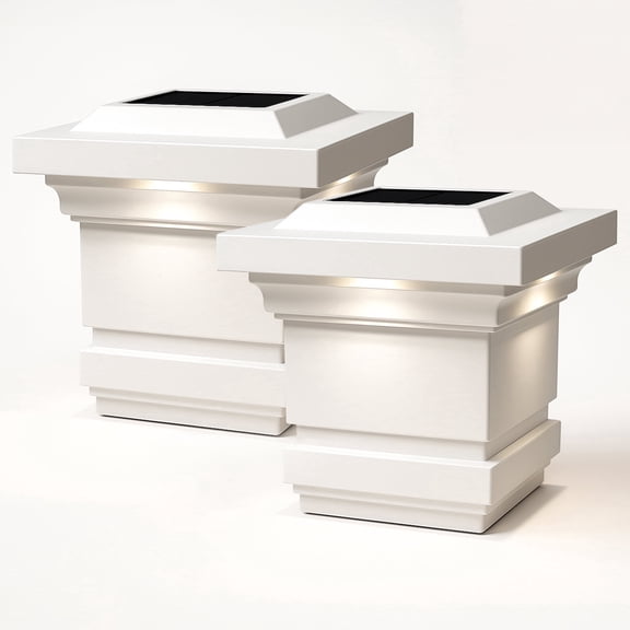 Classy Caps 4x4 White PVC Classy Solar Post Cap (Set of 2)