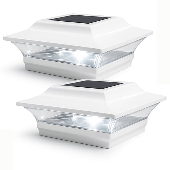 Classy Caps 5x5 Imperial Solar Post Cap - Fits 5"x5" Posts - White Aluminum (Set of 2)