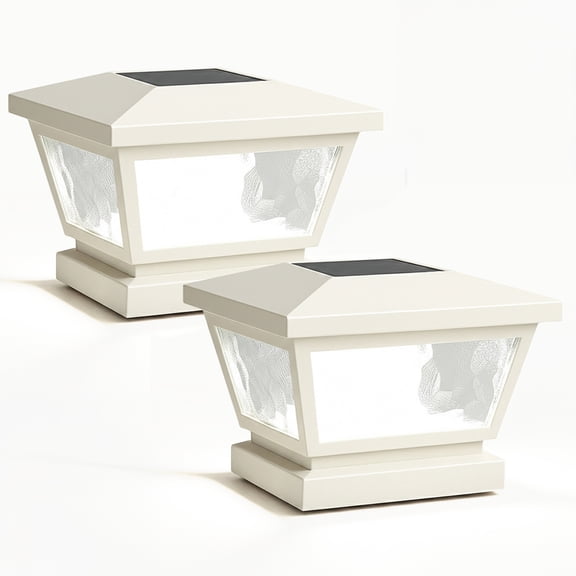 Classy Caps White Fairmont Solar Post Cap & Wall Light (Set of 2)