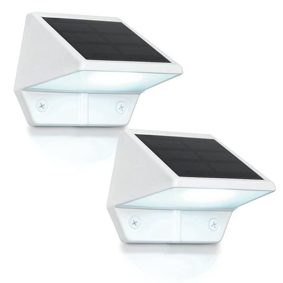 Classy Caps White Aluminum Solar Deck and Wall Light Set of 2