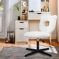 thumbnail image 1 of CLATINA Armless Small Fabric Office Desk Chair, Ergonomic Modern Cloth Swivel Computer Task Chair No Wheels, Comfy Cute Cat Shape Vanity Chair Height Adjustable for Home Bedroom Makeup Room, White, 1 of 9