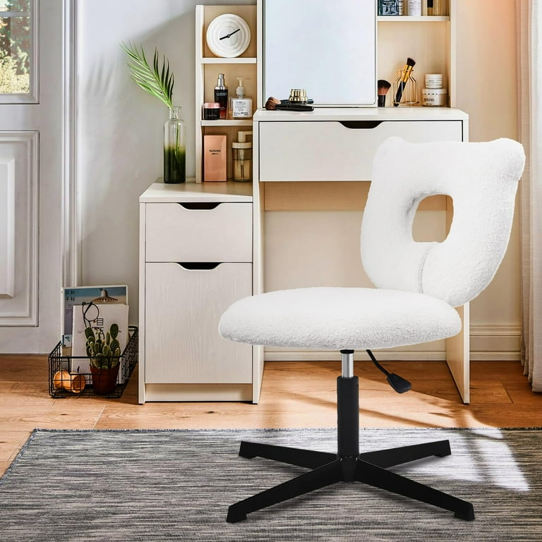 CLATINA Armless Small Fabric Office Desk Chair, Ergonomic Modern