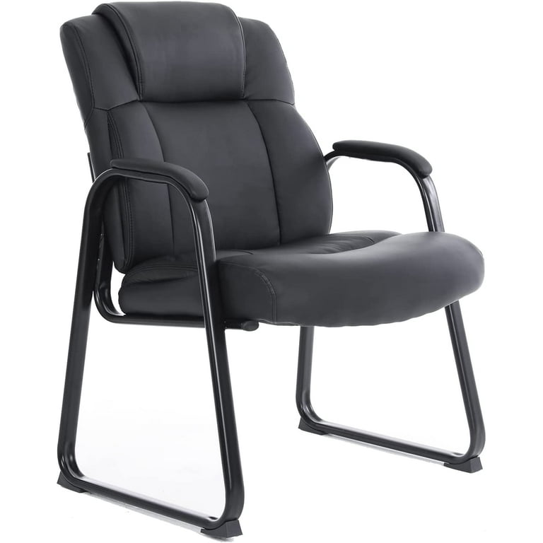 CLATINA Big Tall 400 lb. Guest Chair Leather Reception Chairs with Sled Base and Padded Arm Rest for Waiting Room Office Home and Meeting