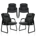 thumbnail image 1 of CLATINA Big & Tall 400 lb. Guest Chair, Leather Reception Chairs with Sled Base and Padded Arm Rest for Waiting Room Office Home and Meeting Conference-Black (4 Pack), 1 of 8