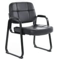 thumbnail image 1 of CLATINA Big & Tall 400lbs Waiting Room Guest Chair with Bonded Leather Padded Arm Rest and Sled Base for Office Reception Lobby and Conference Desk, Black(1 Pack), 1 of 8