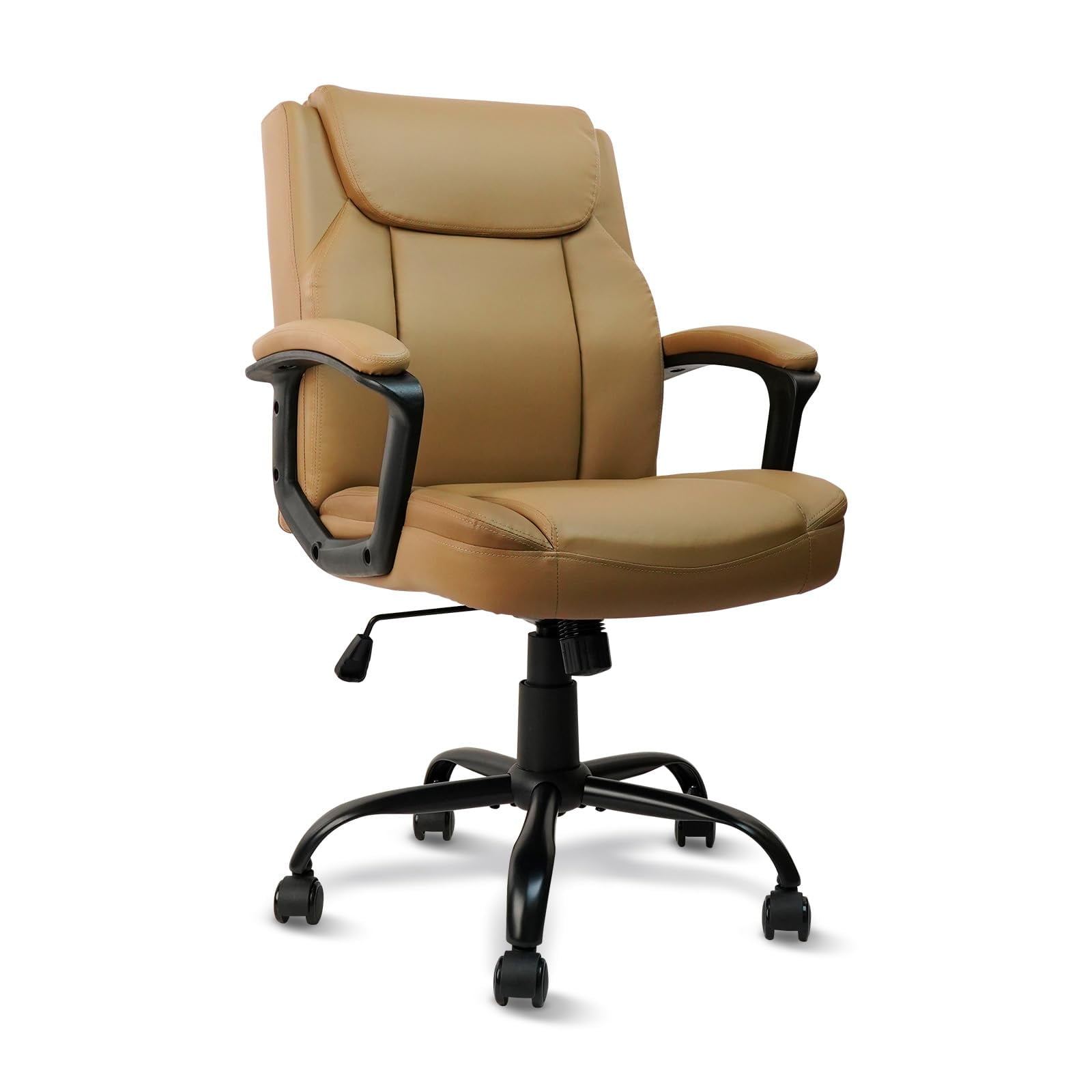 CLATINA Adjustable Mid Back Brown Office Chair with Fixed Armrest Thick Cushion 1 Pack Walmart