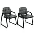thumbnail image 1 of CLATINA Waiting Room Guest Chair with Bonded Leather Padded Arm Rest for Office Reception and Conference Desk Black with Sled Base 2 Pack, 1 of 10