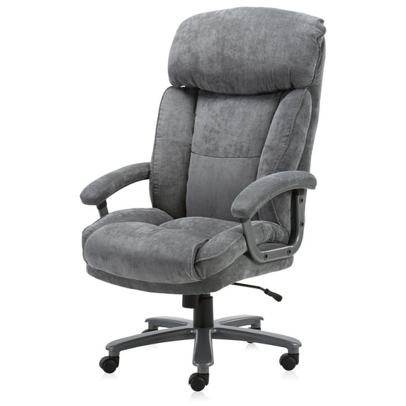 CLATINA Ergonomic Big and Tall Executive Office Chair with Upholstered Swivel 800lbs High Capacity Adjustable Height Thick Padding Headrest and Armrest for Home Office Grey