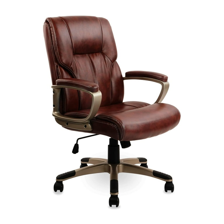 CLATINA Ergonomic High Back Office Chair with Lumbar Support PU Leather Brown Walmart
