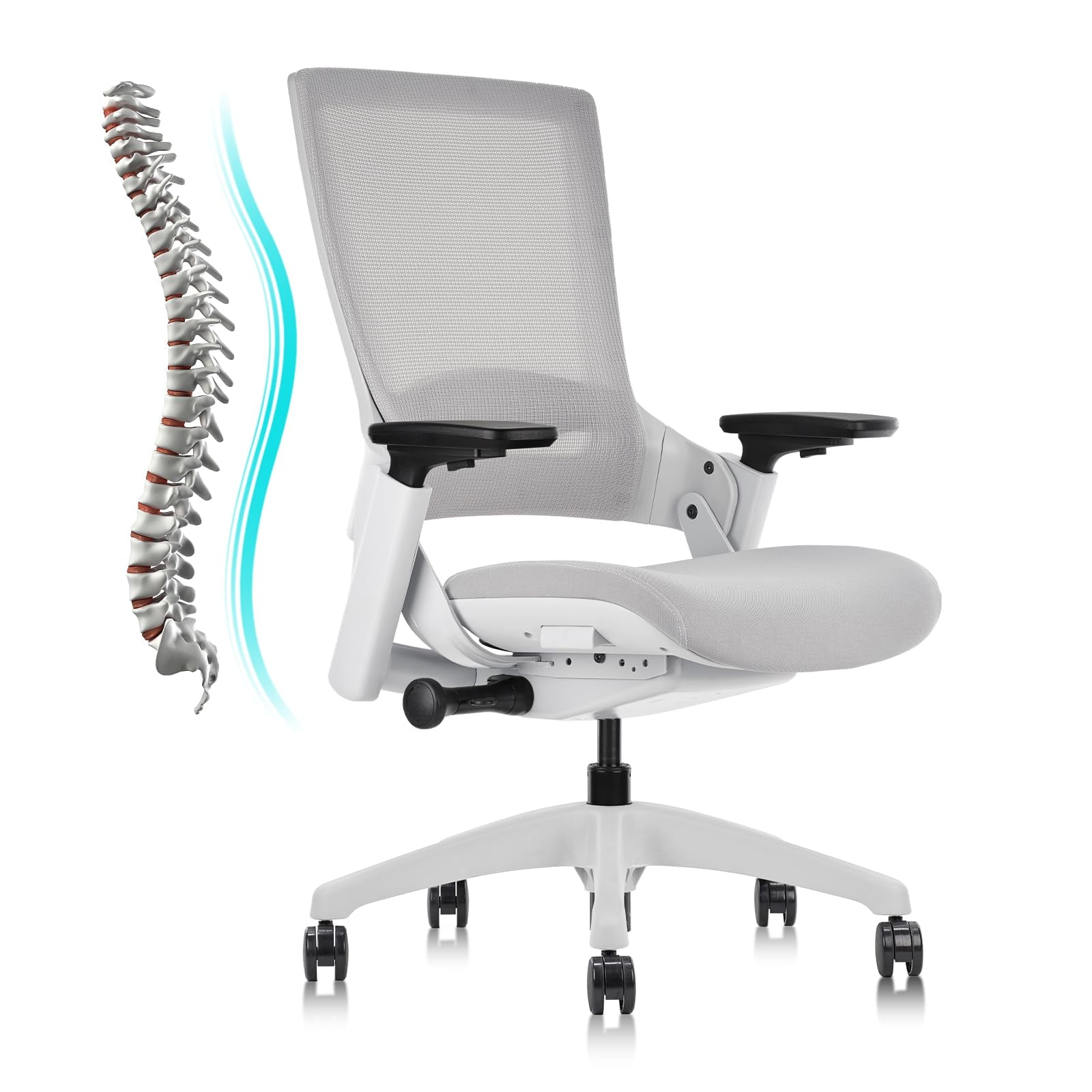 CLATINA Ergonomic Desk Chair, High Swivel, Adjustable Height, 3D