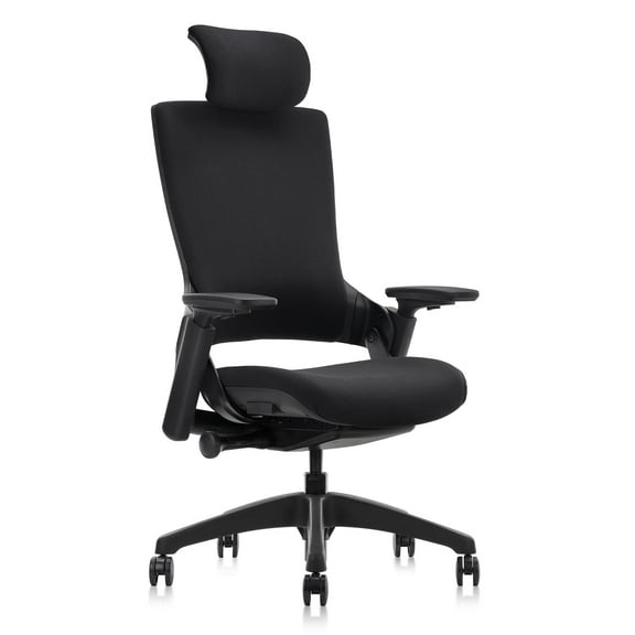 CLATINA Ergonomic High Swivel Executive Chair with Adjustable Height Head 3D Arm Rest Lumbar Support and Upholstered Back for Home Office Black