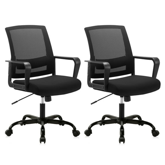 CLATINA Ergonomic Rolling Mesh Desk Chair with Executive Lumbar Support and Adjustable Swivel Design for Home Office Computer Black 2 Pack