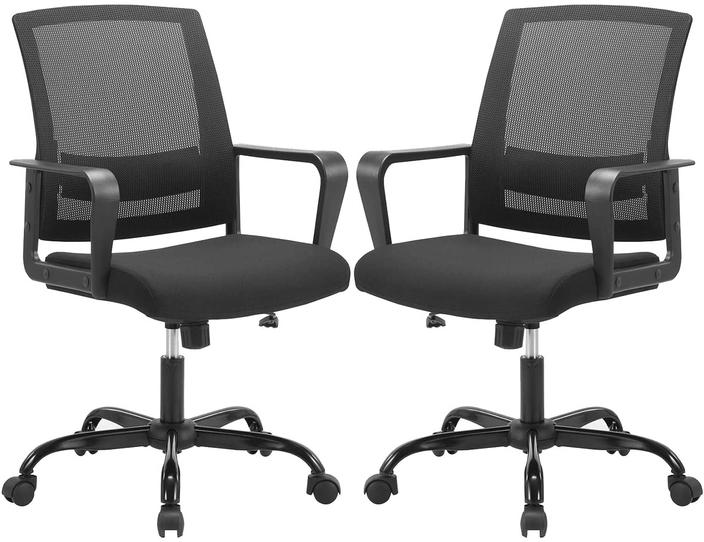 Black Mesh and Leather High Back Swivel Executive Chair Set