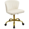 thumbnail image 1 of CLATINA Home Office Desk Chair Velvet Vanity Chairs Gold Base, Ergonomic Small Cute Chair Adjustable Height with Wheels Rolling Armless Chair Swivel Task Chair for Study Living Room Bedroom, White, 1 of 9