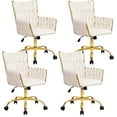 thumbnail image 1 of CLATINA Modern Velvet Comfy Make Up Vanity Chair, Cute Girl Armchair with Gold Base & Wheels, Heavy Duty High Back Ergonomic Swivel Desk Chair for Home Office Bedroom Dressing Living Room, White, 4PK, 1 of 6