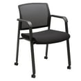 thumbnail image 1 of CLATINA Black Waiting Room Chair with Wheels Mesh Back Stacking Arm Chairs with Upholstered Fabric Seat and Ergonomic Lumber Support for Office School Church Guest Reception, 1 of 8