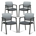 thumbnail image 1 of CLATINA Mesh Back Stacking Arm Chairs with Upholstered Fabric Seat and Ergonomic Lumber Support for Office School Church Guest Reception Grey (Gray-4 Pack), 1 of 11