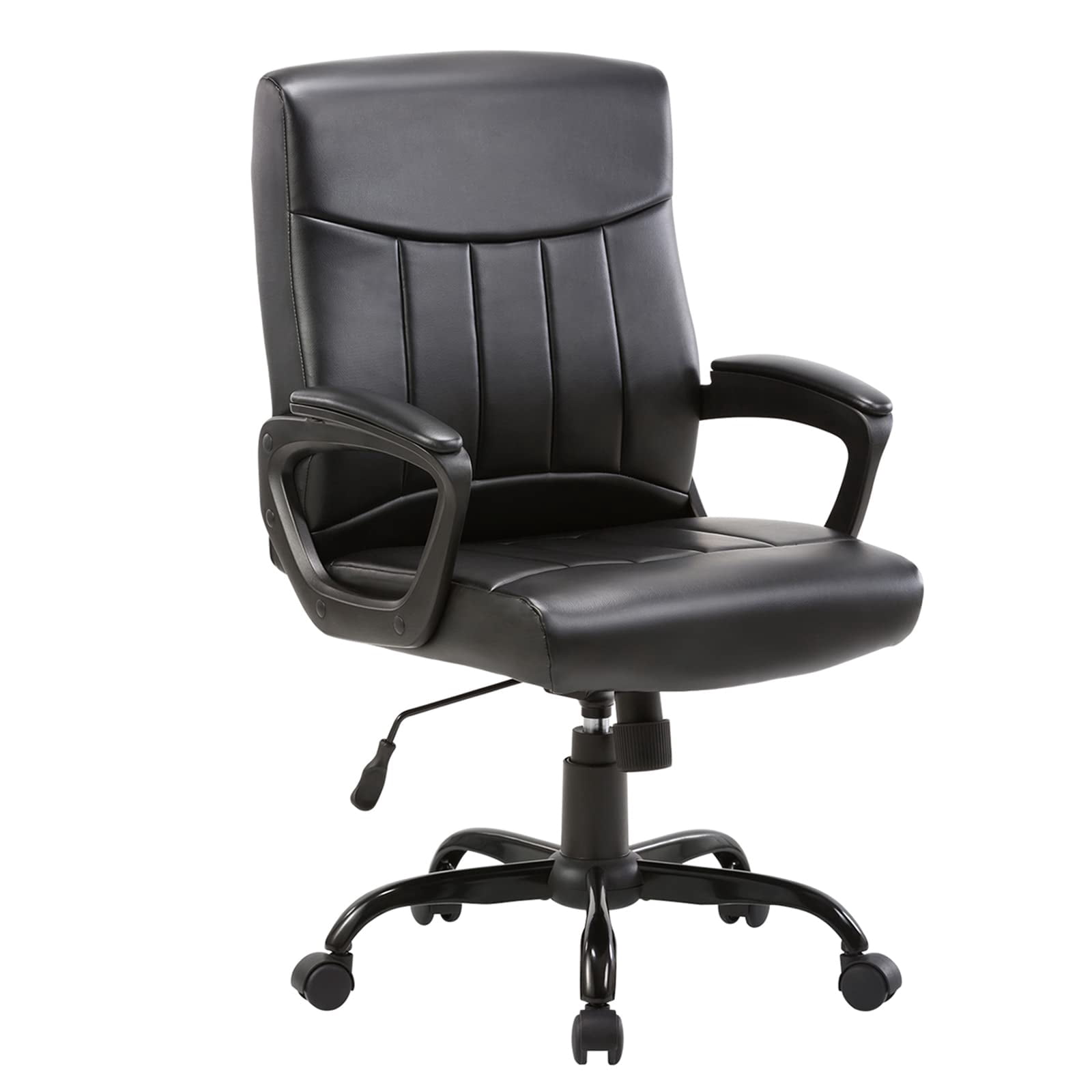 LATINA Mid Back Leather Office Executive Chair with Lumbar Support and Padded Armrestes Swivel Adjustable Ergonomic Design for Home Computer Desk