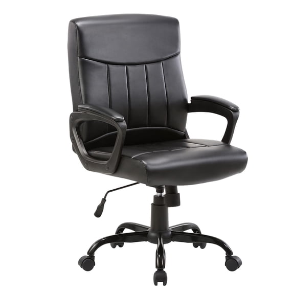 LATINA Mid Back Leather Office Executive Chair with Lumbar Support and Padded Armrestes Swivel Adjustable Ergonomic Design for Home Computer Desk