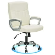 CLATINA Office Computer Desk Chair Executive Mid Back Chair Comfortable Ergonomic Managerial Chair Adjustable PU Leather Home Office Desk Chair Swivel, White 1PK