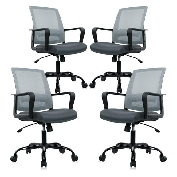 CLATINA Ergonomic Office Desk Chair - Mesh Office Chair with Adjustable Lumbar Support, Rolling Comfortable Computer Task Chairs with Arms for Home Conference-Gray, 4 Pack