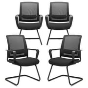 CLATINA Office Guest Chair with Lumbar Support and Mid Back Mesh Space Air Grid Series for Reception Conference Room 4 Pack