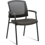 CLATINA Office Reception Guest Chair Mesh Back Stacking with Ergonomic Lumbar Support for Waiting Conference Room Black 1 Pack