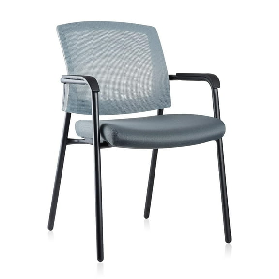 CLATINA Office Reception Guest Chair Mesh Back Stacking with Ergonomic Lumbar Support and Thickened Seat Cushion for Waiting Conference Room Gray
