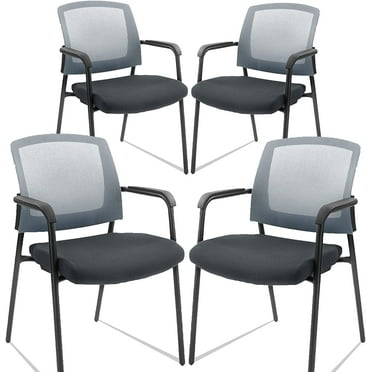 CLATINA Office Reception Guest Chair Mesh Back Stacking with Ergonomic Lumbar Support for Waiting Conference Room Grey 4 Pack