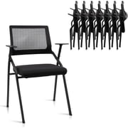 CLATINA Stackable & Foldable Office Chairs with Ergonomic Lumbar Support and Thickened Seat Cushion, Folding Mesh Fabric Reception Guest Chair for School Church Conference Waiting Room Black 4 pk
