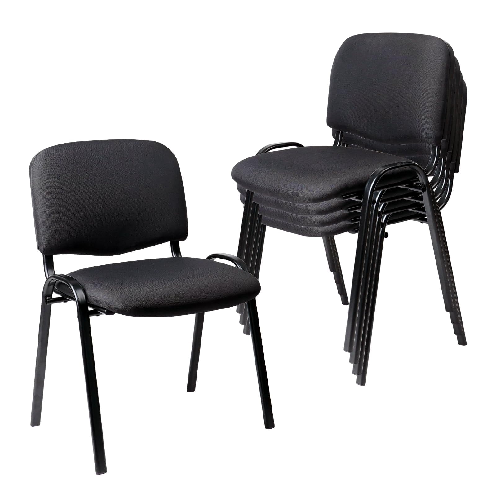 CLATINA Set of 5 Pack Stackable Waiting Room Chairs Fabric Black ...