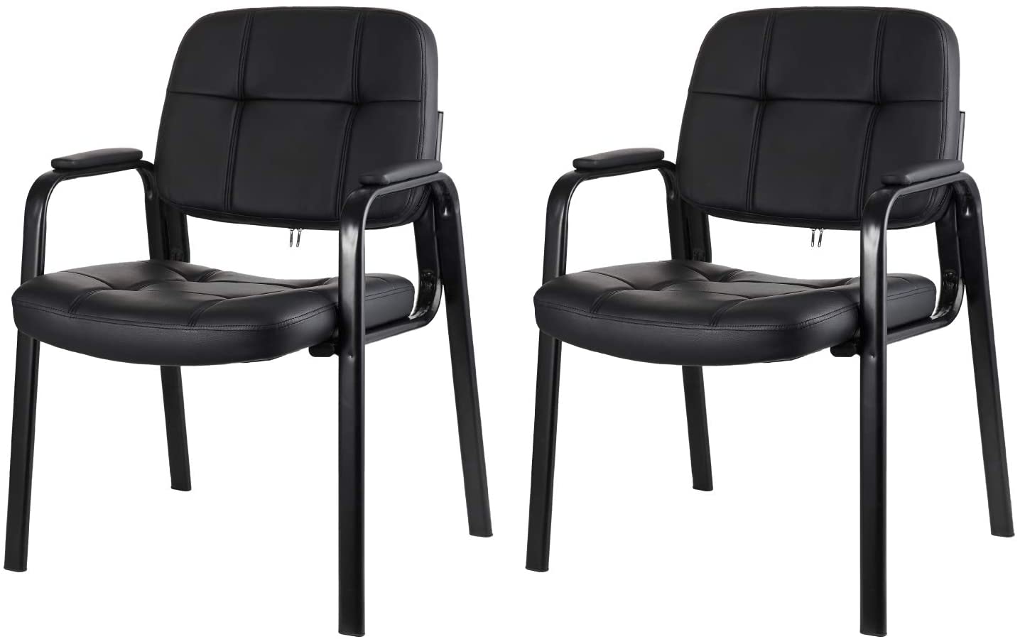 Lorell Black Leather Wood Frame Guest Reception Waiting Room Chair
