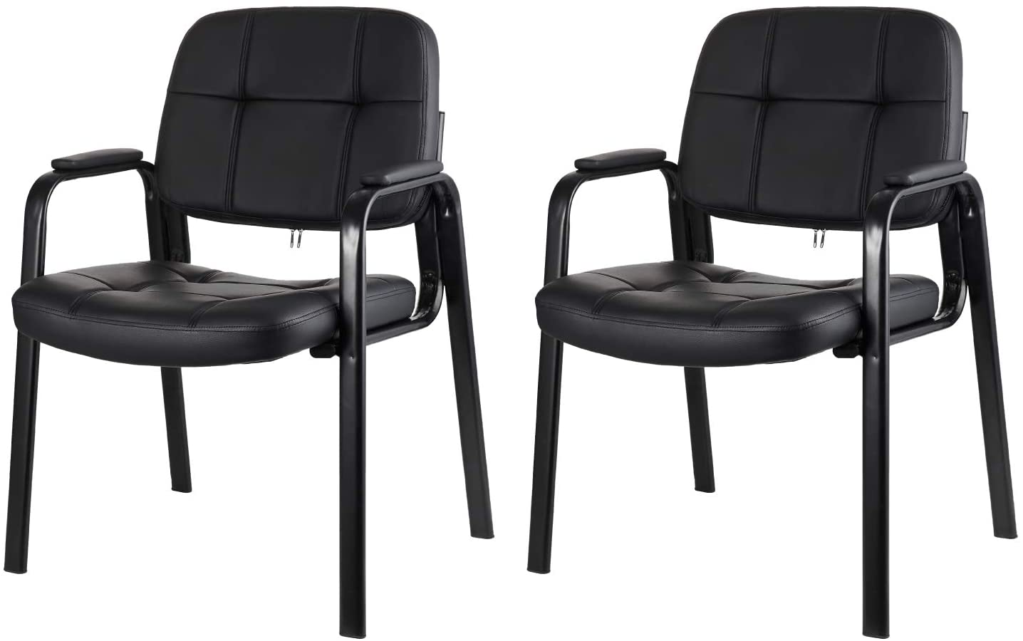 CLATINA Waiting Room Guest Chair with Bonded Leather Padded Arm Rest for Office Reception Black 2Pack - image 1 of 6
