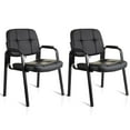 thumbnail image 1 of CLATINA Waiting Room Guest Chair with Bonded Leather Padded Arm Rest for Office Reception and Conference Desk Black 2 Pack, 1 of 9