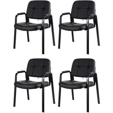 CLATINA Waiting Room Guest Chair with Bonded Leather Padded Arm Rest for Office Reception Black 4Pack