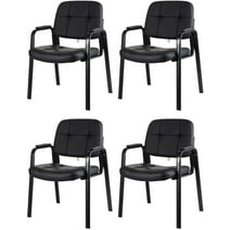 CLATINA Waiting Room Guest Chair with Bonded Leather Padded Arm Rest for Office Reception Black 4Pack