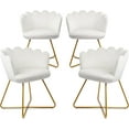 thumbnail image 1 of CLATINA Modern Velvet Make Up Vanity Chair, Flower Shaped Back Accent Chair Armchair with Gold Metal Leg, Cute Girl Criss Cross Chair No Wheels for Home Office Bedroom Dressing Living Room, White,4PK, 1 of 9