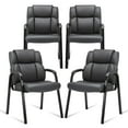 thumbnail image 1 of CLATINA Leather Guest Chair with Padded Arm Rest for Reception Meeting Conference and Waiting Room Side Office Home Black 4 Pack, 1 of 11