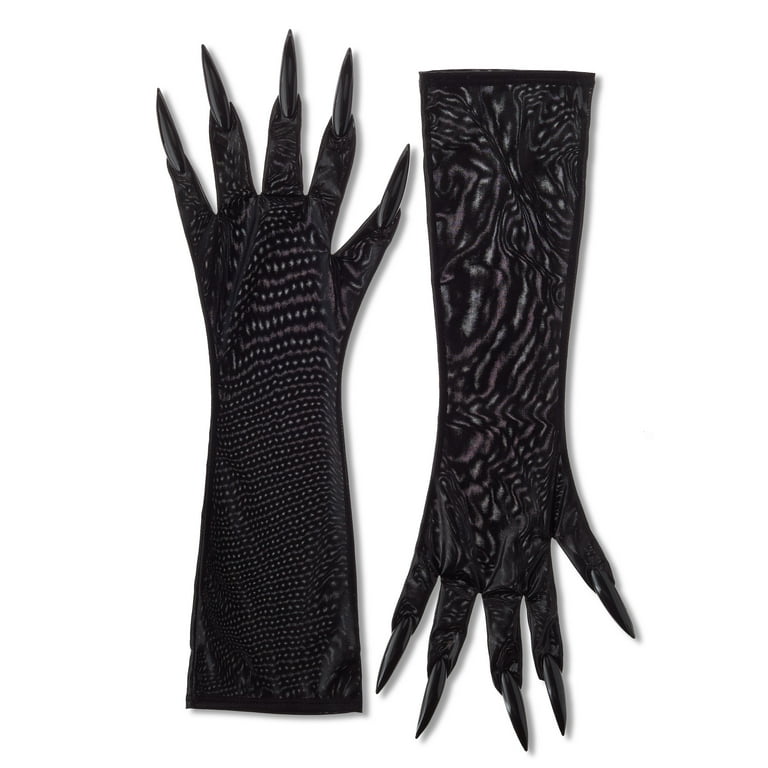 Claw Gloves, Black, Adult Halloween Accessory, Womens Size [Insert