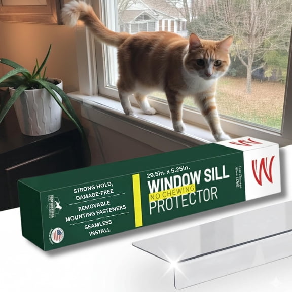 CLAWGUARD Plexiglass Window Sill Protector  Thick Crystal Clear Window Sill Cover & Extender  Window Ledge Protector for Dogs & Cats (29.5in. x 3.25in.)