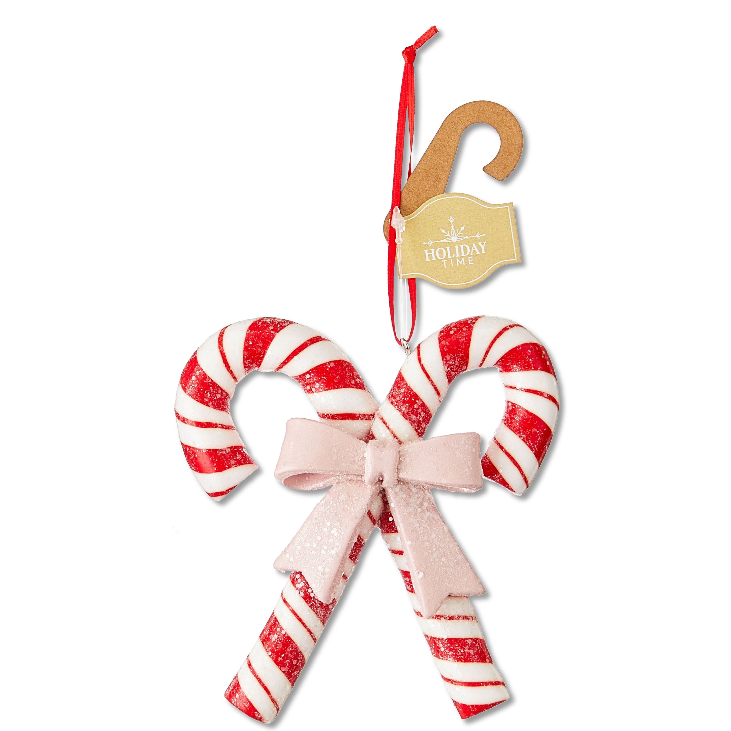 Red and White Clay Dough Candy Cane Christmas Ornament, 4.5", by Holiday Time