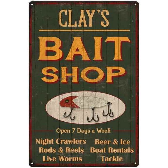 CLAY'S Green Bait Shop Man Cave 16 x 24 Matte Finish Metal 116240027467
