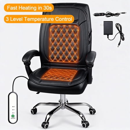 CLAYCLAY Heated Seat Cushion for Office Chair & Car - 3 Level Temperature Control, Fast Heating in 30s, Full Back & Seat Pad Warmer for Home and Desk