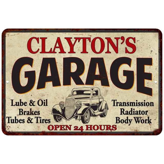 CLAYTON'S Garage Man Cave Metal Sign Decor 8x12 208120014256